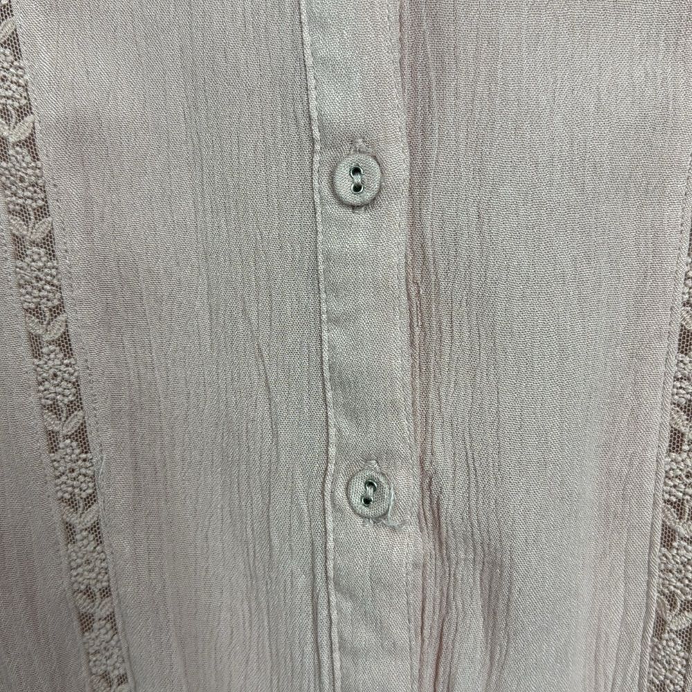 (H1) Gypsies & Moondust WomensButton Up Shirt Pink BellSleeves Tie Lace Trim, XS - Picture 11 of 11